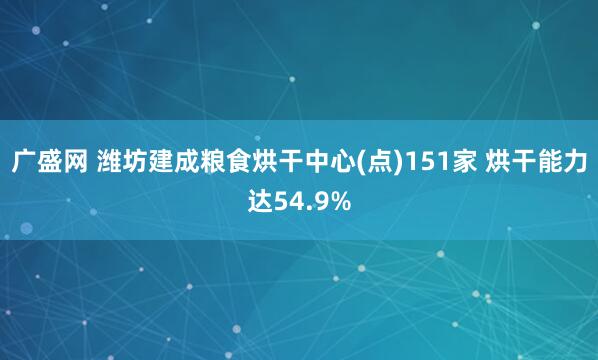 广盛网 潍坊建成粮食烘干中心(点)151家 烘干能力达54.9%